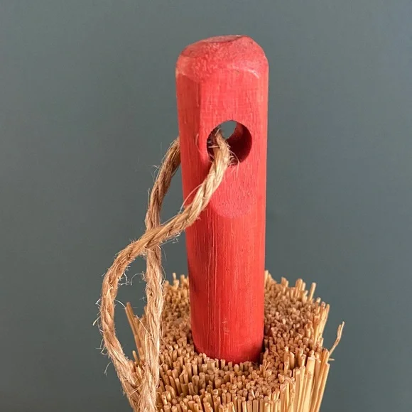 Rustic Straw Broom with Red Handle - Picture 2 of 5